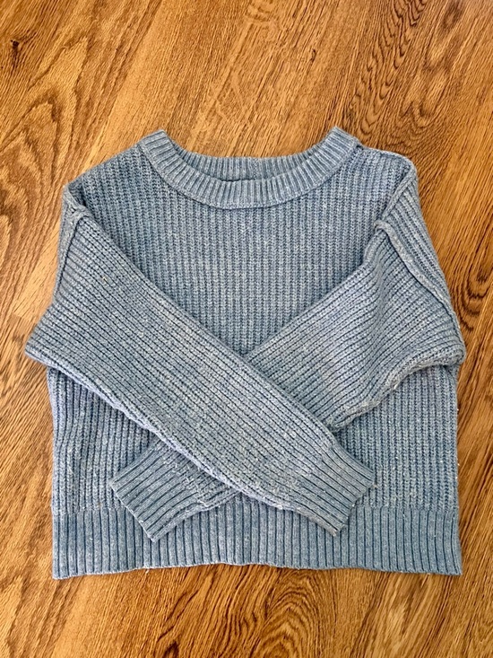 American Eagle Outfitters Sweaters - American Eagle Blue Cropped Sweater XS Chunky Knit Crewneck